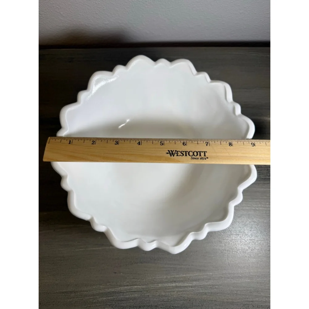 vintage Indiana Glass Wild Rose milk glass footed bowl Cottagecore